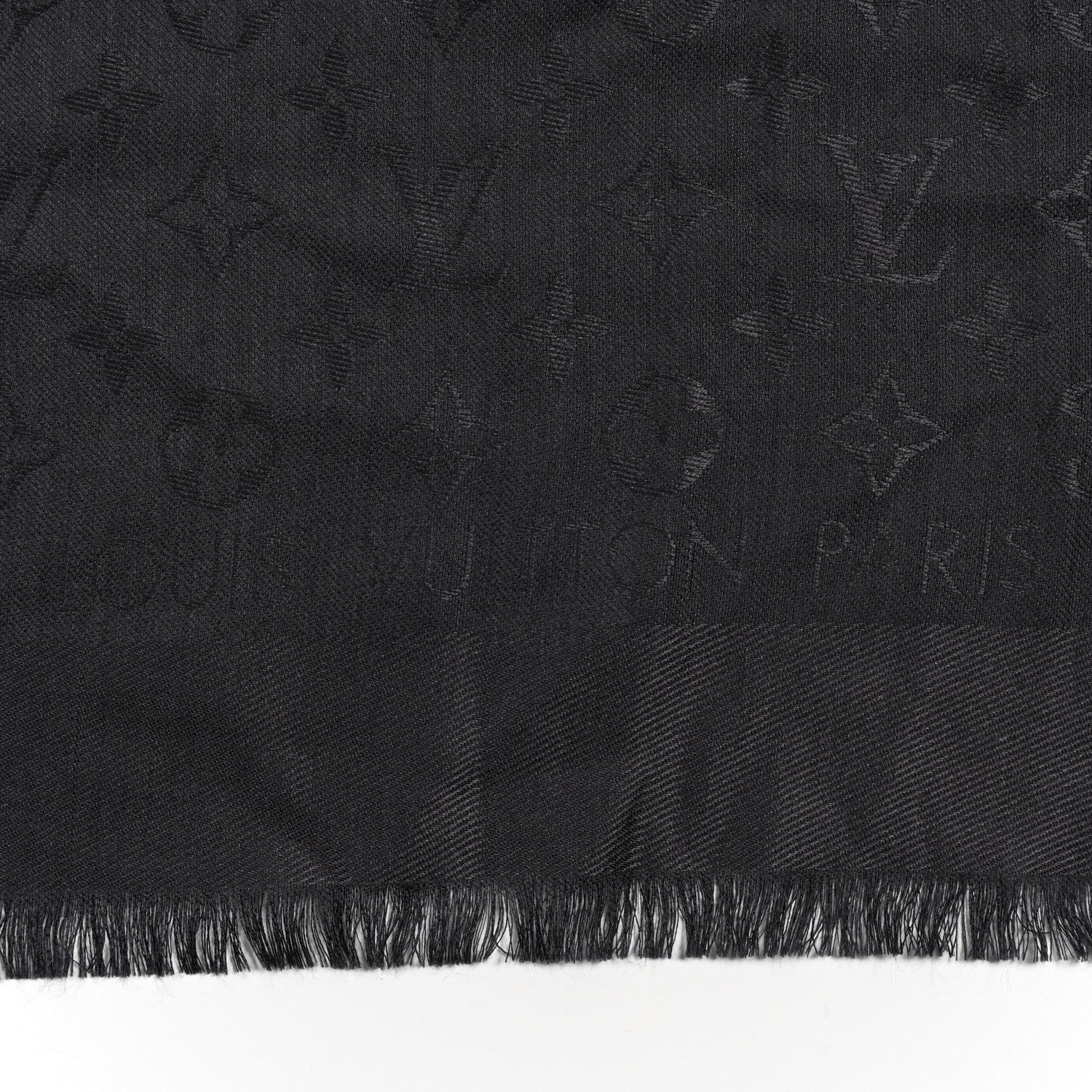Louis Vuitton Silk Lurex Wool Monogram Shine Shawl Black 2 of 4