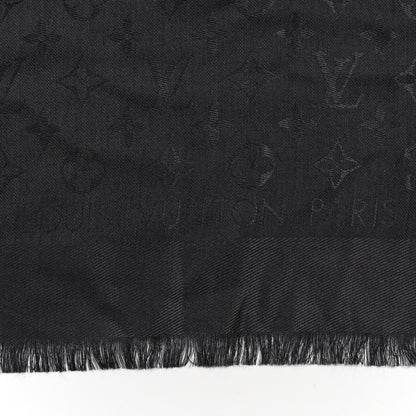 Louis Vuitton Silk Lurex Wool Monogram Shine Shawl Black 2 of 4