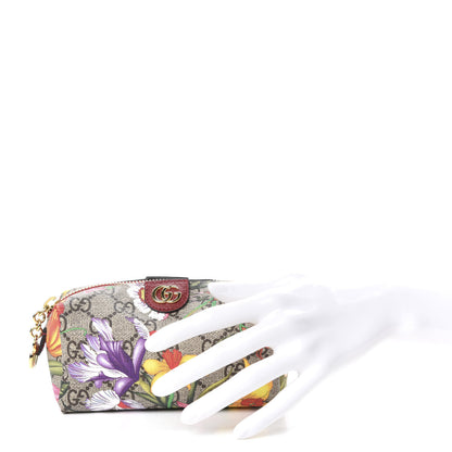 Gucci Soft GG Supreme Monogram Flora Calfskin Small Ophidia Cosmetic Case Beige Ebony Multicolor Rosso 2 of 8