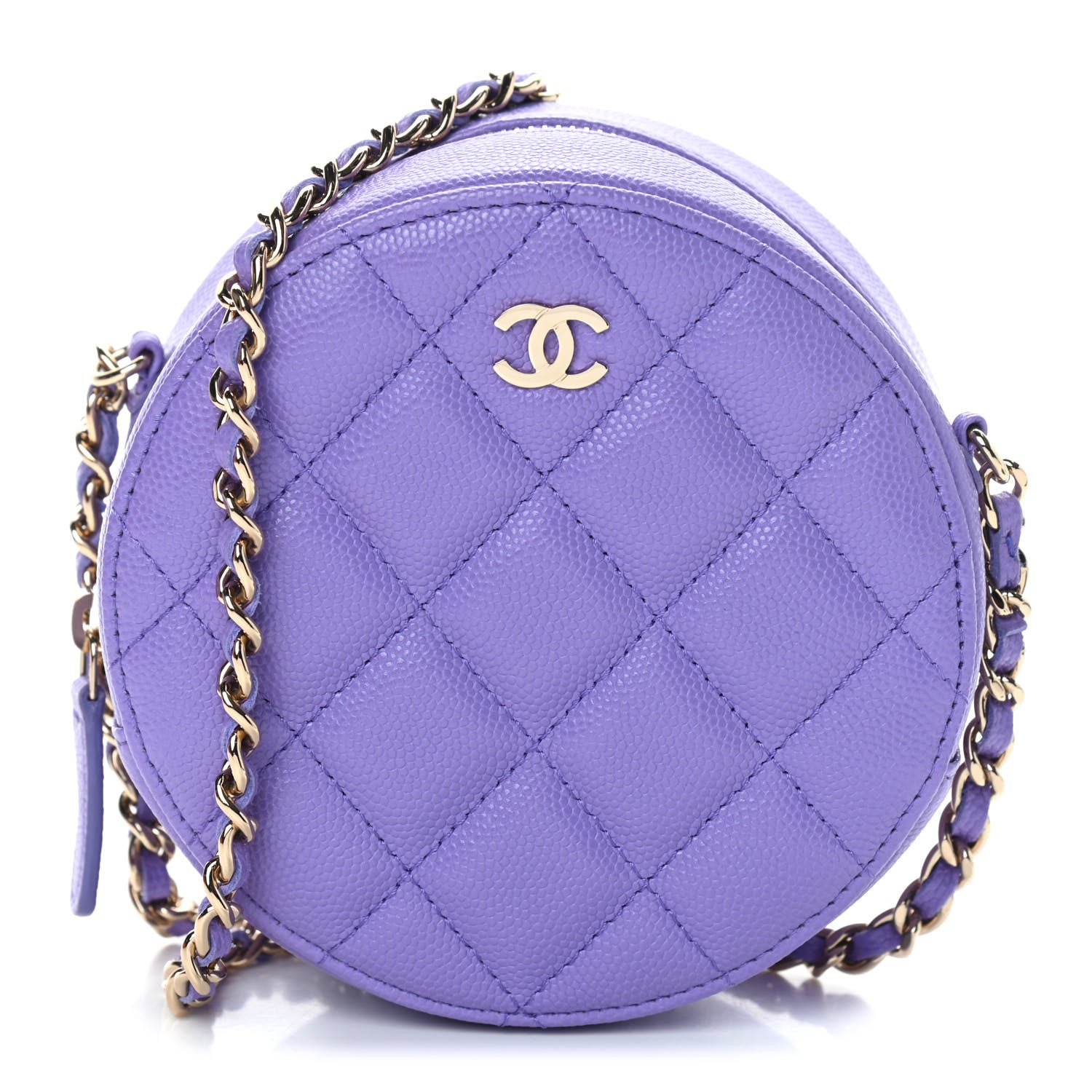 Chanel Caviar Quilted Round Clutch With Chain Purple 1 of 8