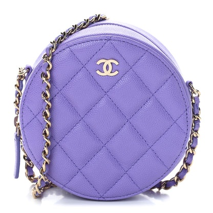 Chanel Caviar Quilted Round Clutch With Chain Purple 1 of 8