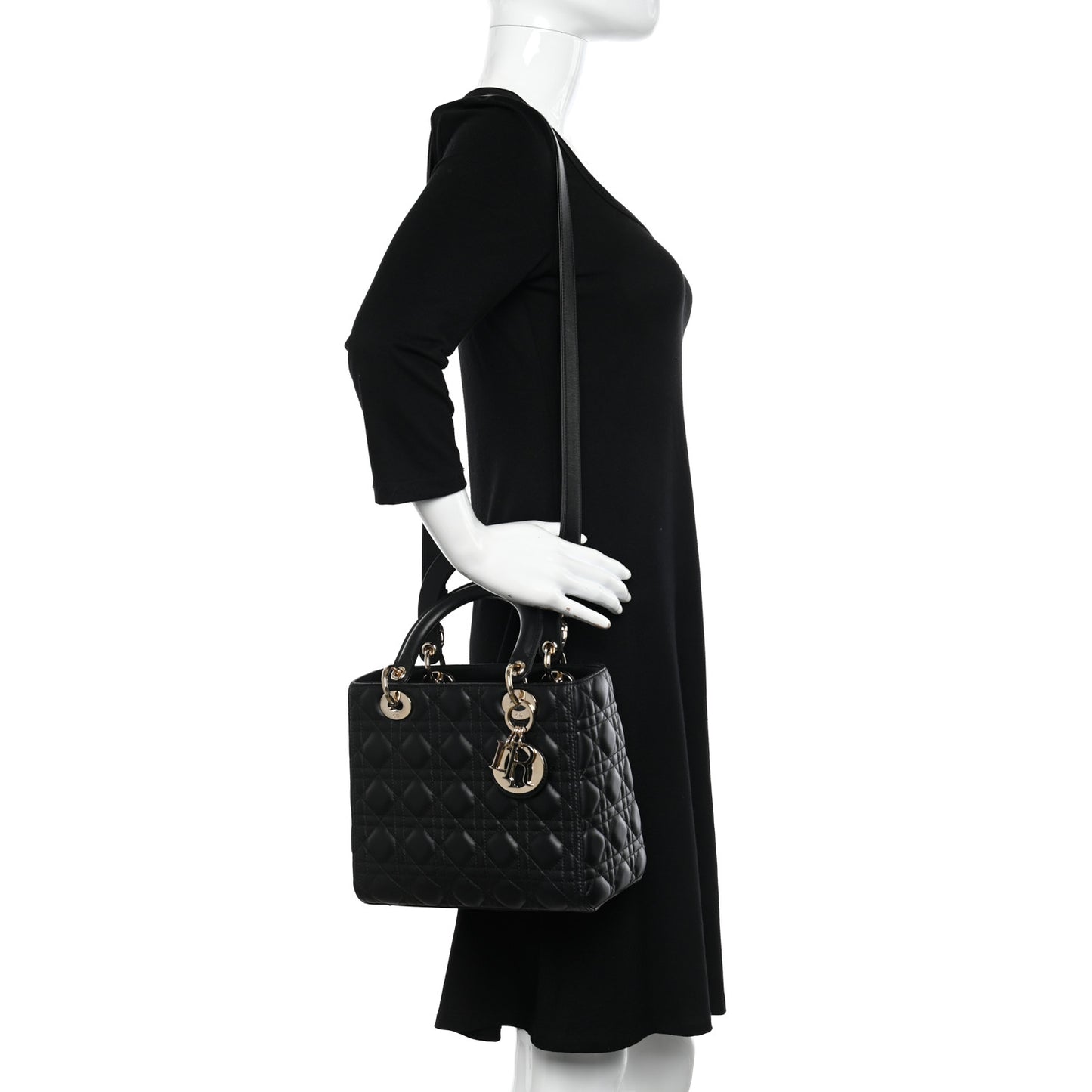Lambskin Cannage Medium Lady Dior Black