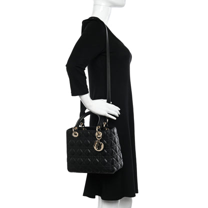 Christian Dior Lambskin Cannage Medium Lady Dior Black 3 of 10