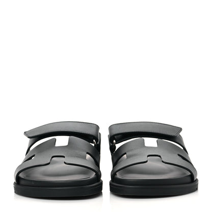 Hermes Calfskin Womens Chypre Sandals 37 Black 2 of 9