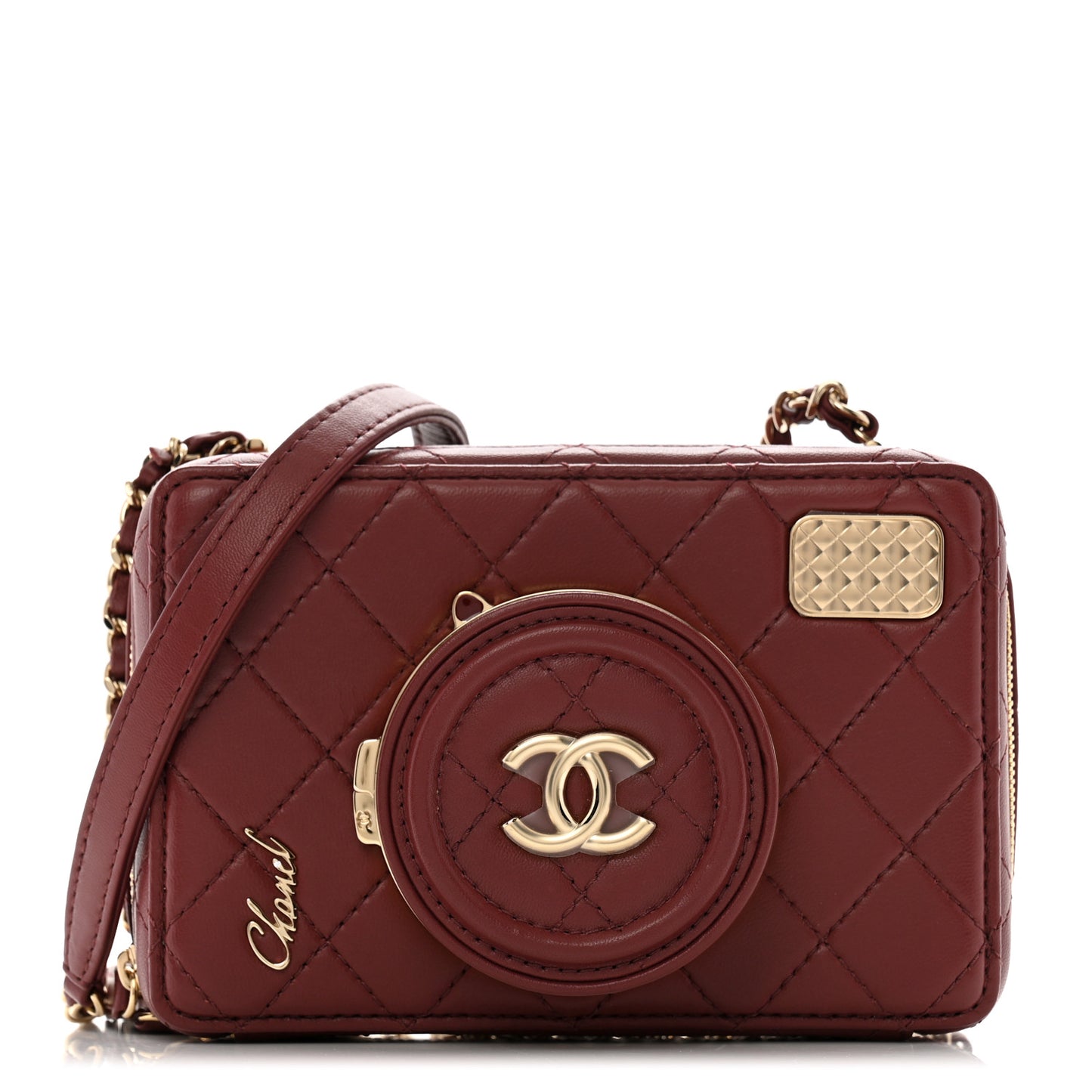 Lambskin Quilted Coco Click Bag Burgundy
