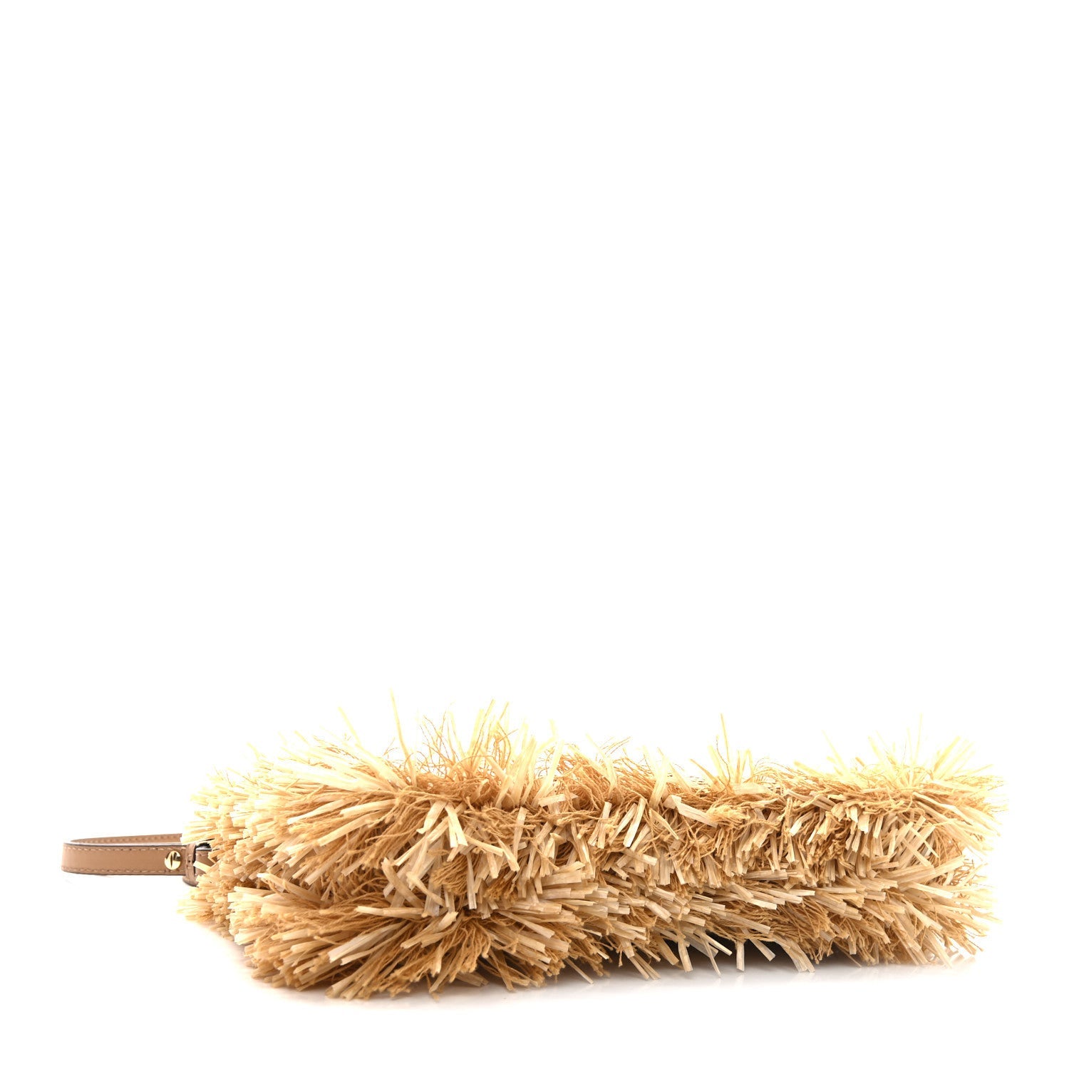 Fendi Jacquard Raffia Vitello FF Baguette Chain Pouch Beige 4 of 9