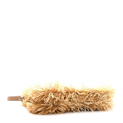Fendi Jacquard Raffia Vitello FF Baguette Chain Pouch Beige 4 of 9