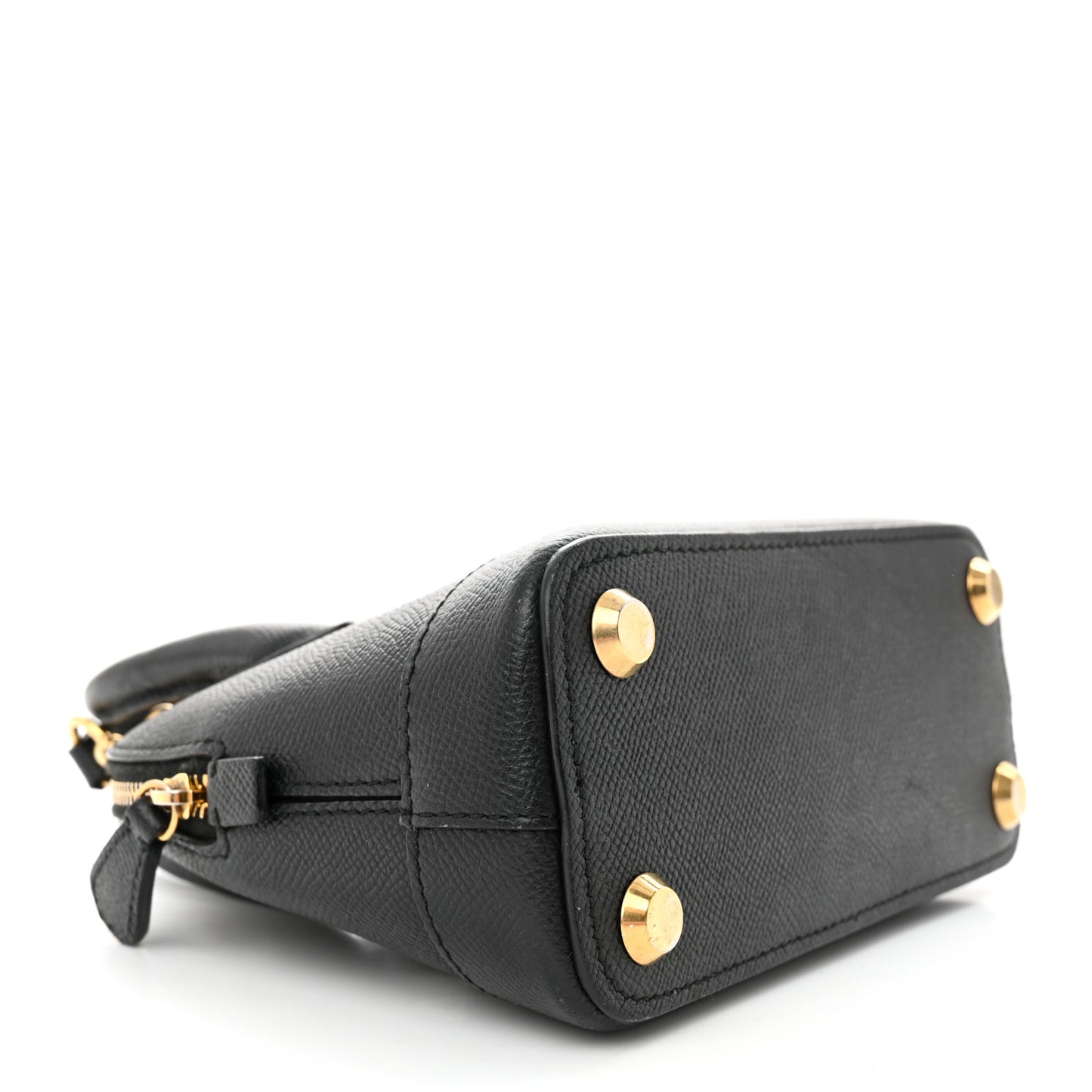 Signature Grained Calfskin XXS Ville Top Handle Bag Black White