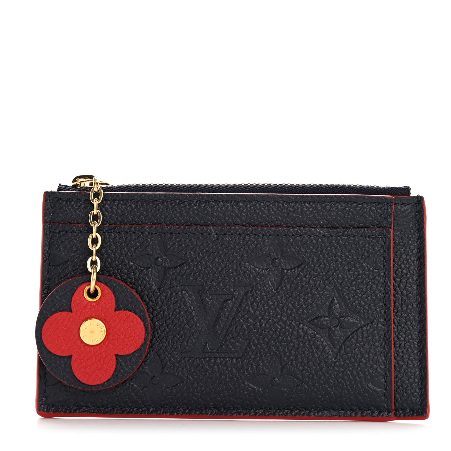Empreinte Blooming Flowers Zipped Card Holder Marine Rouge