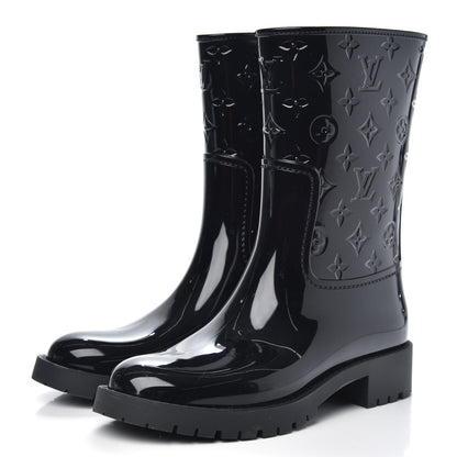 Louis Vuitton Rubber Embossed Monogram Drops Flat Half Boots 41 Black 3 of 8