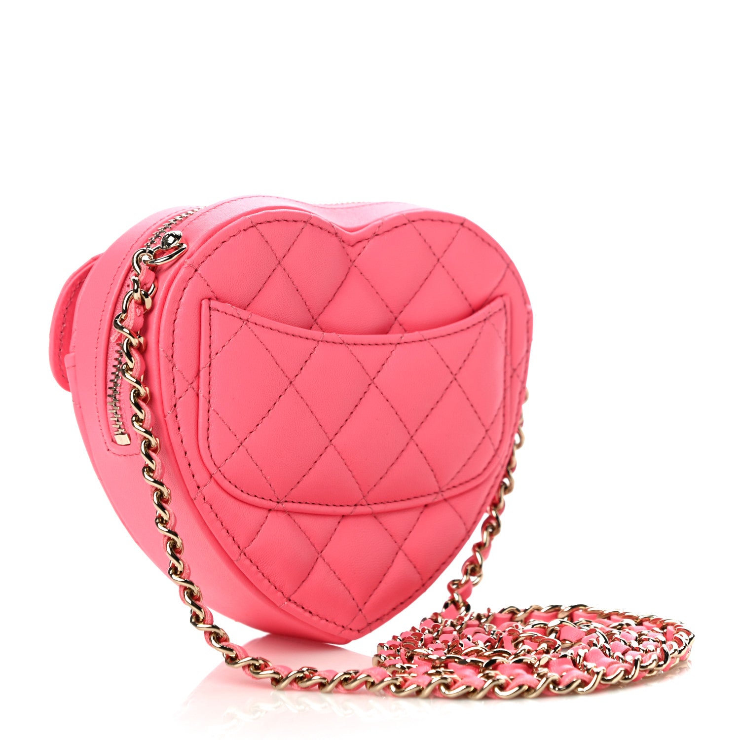 Chanel Lambskin Quilted CC In Love Heart Clutch With Chain Pink 3 of 10