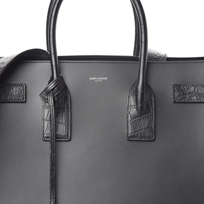 Saint Laurent Calfskin Crocodile Embossed Large Sac De Jour Carryall Black 7 of 10
