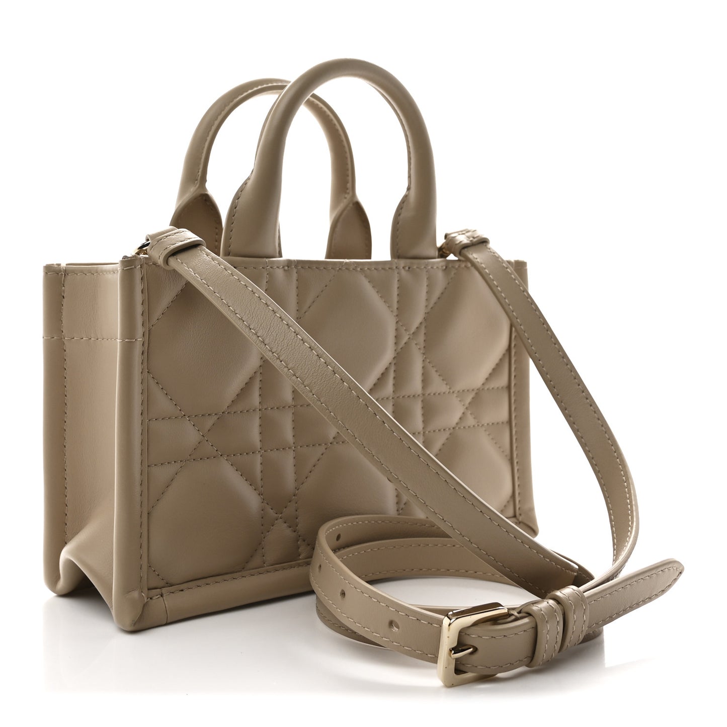 Calfskin Macrocannage Mini Book Tote Trench Beige