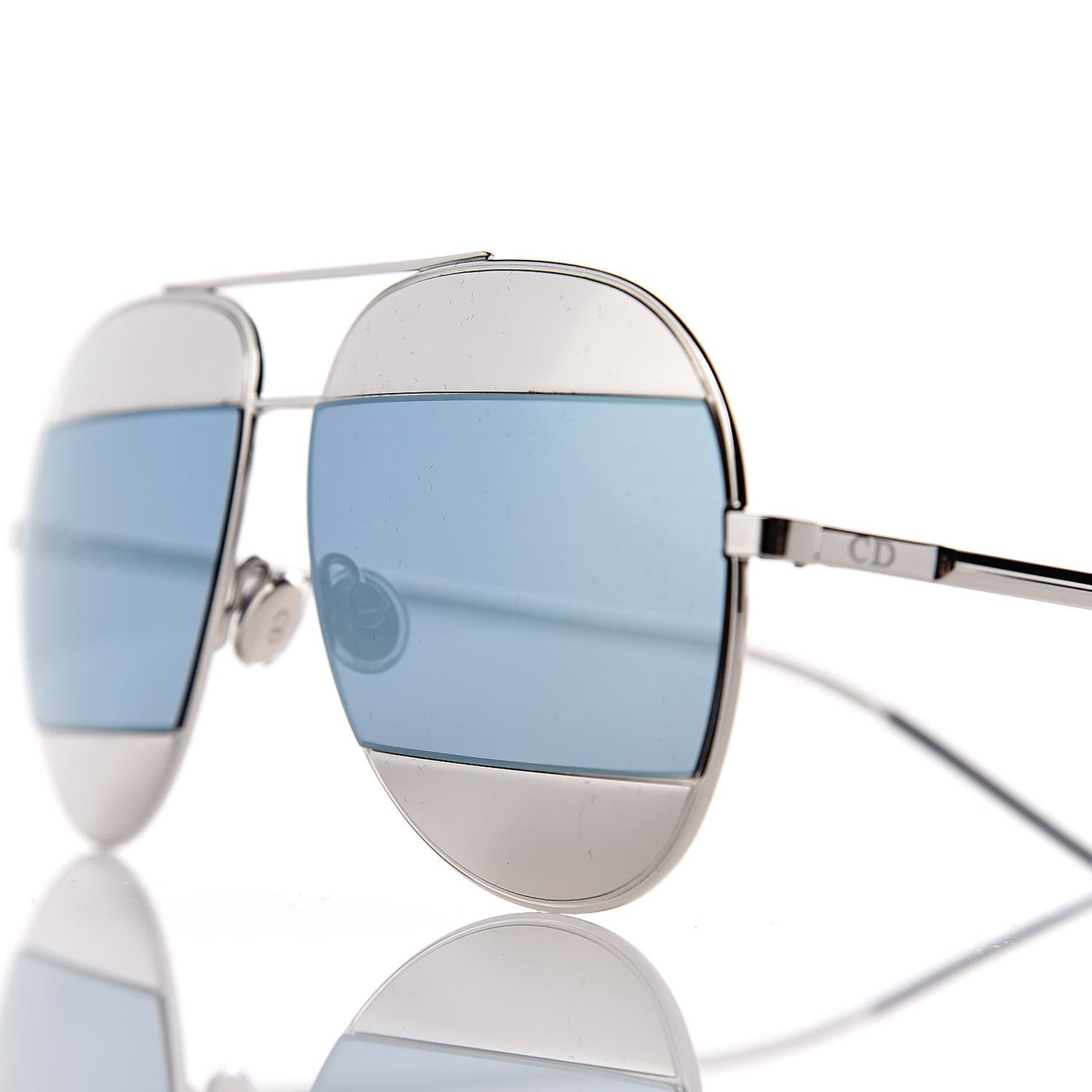 Split 1 Aviator Sunglasses Silver Blue
