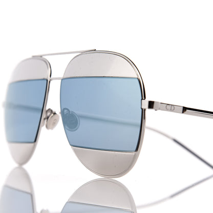 Christian Dior Split 1 Aviator Sunglasses Silver Blue 7 of 8