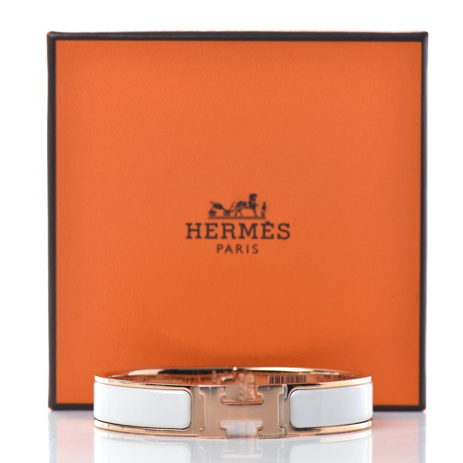 Hermes Enamel Narrow Clic Clac H Bracelet GM White 5 of 5