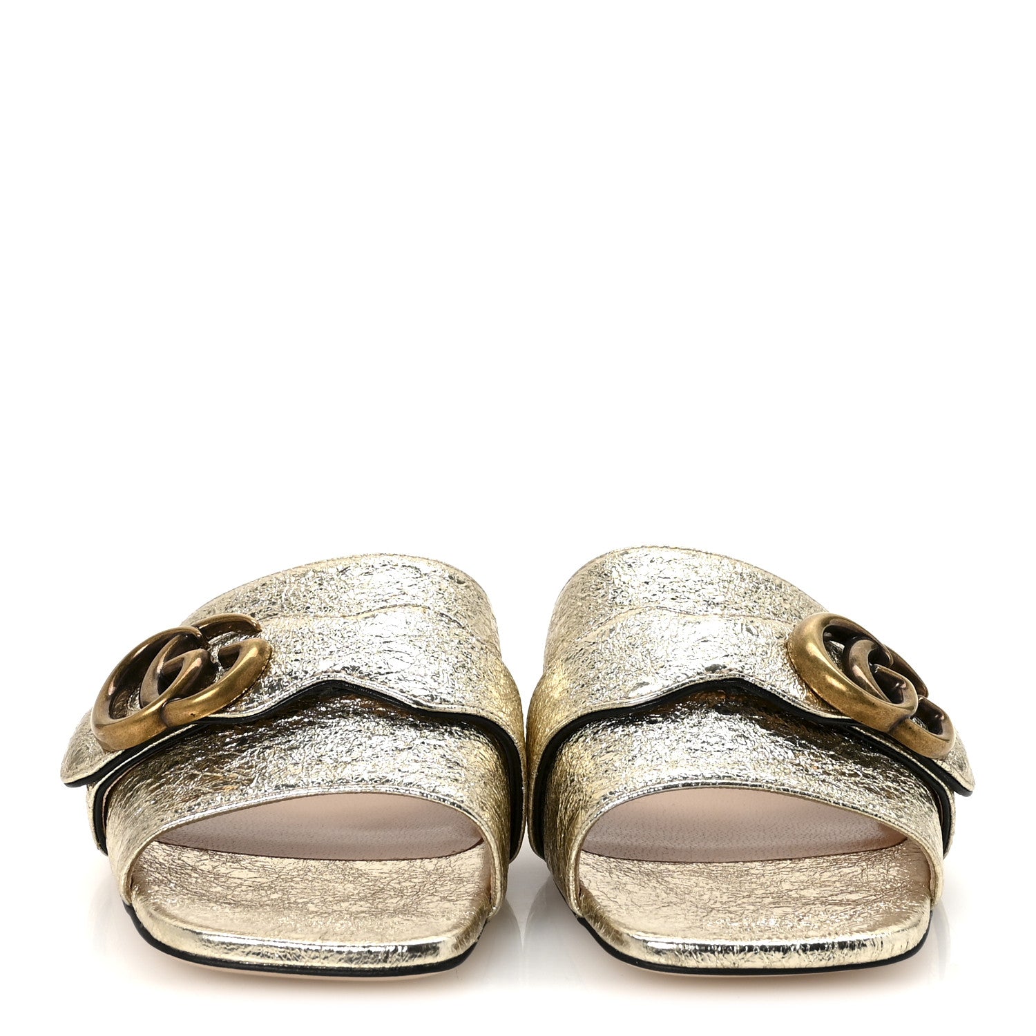 Gucci Galassia GG Marmont Flat Slide Sandals 35.5 Platino 3 of 10