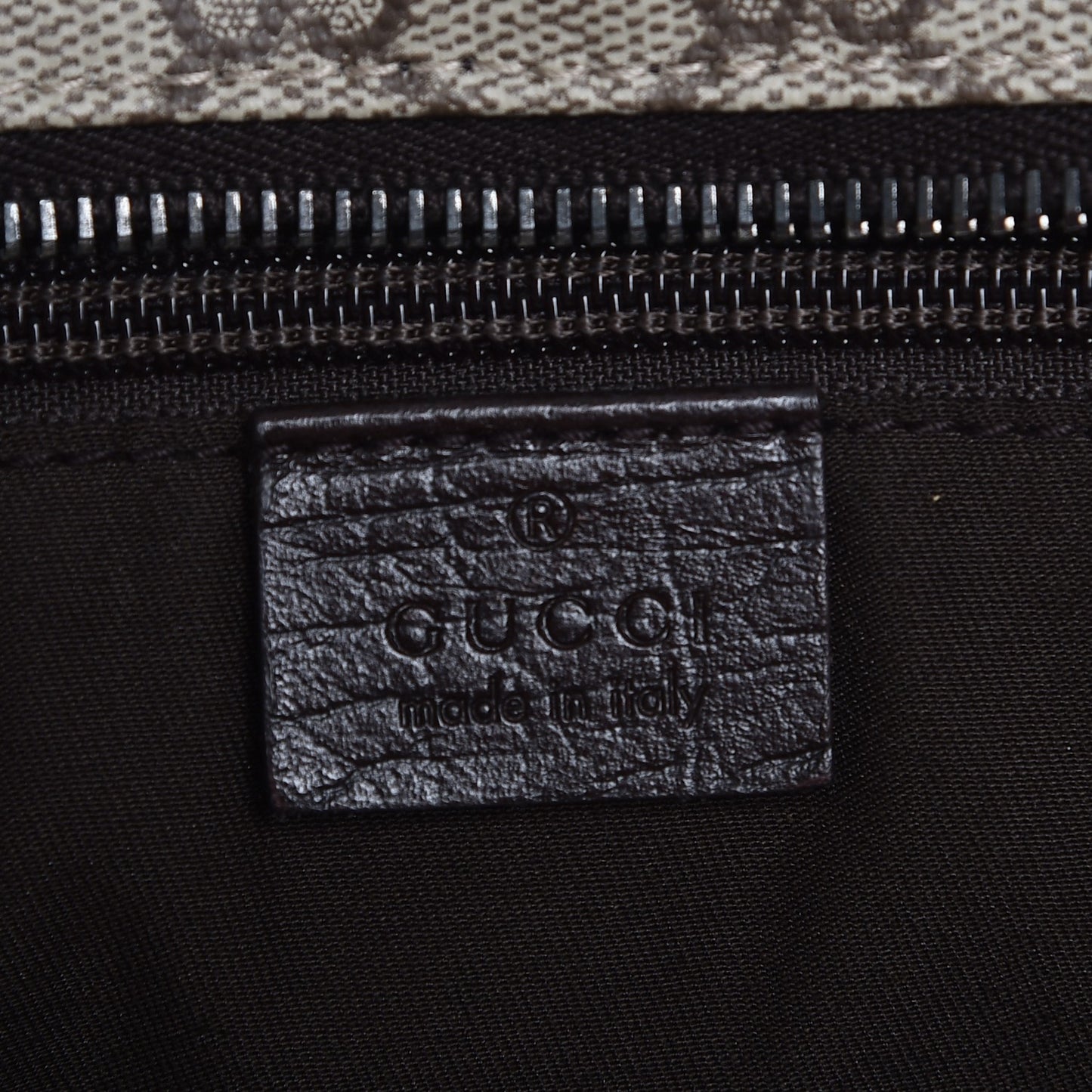 GG Supreme Monogram Medium Zippered Shopping Tote Dark Brown