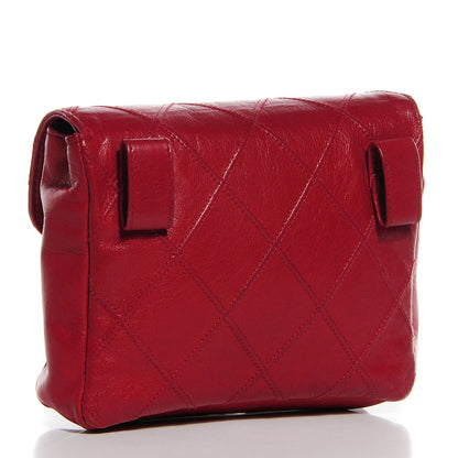 Chanel Lambskin Diamond Stitched Waist Chain Belt Flap Bag Red 3 of 8