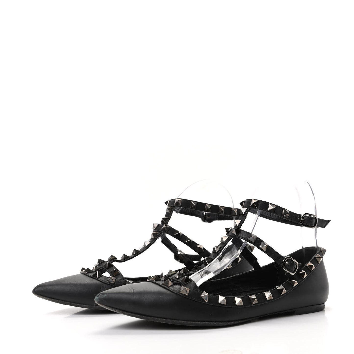 Nappa Rockstud Cage Ballerina Flats 37.5 Black