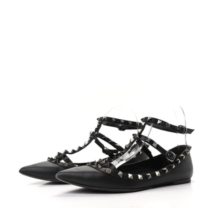 Valentino Garavani Nappa Rockstud Cage Ballerina Flats 37.5 Black 3 of 12