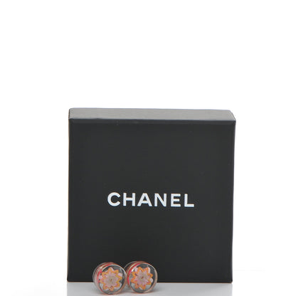 Chanel Resin CC Earrings Gold Transparent Pink 5 of 5