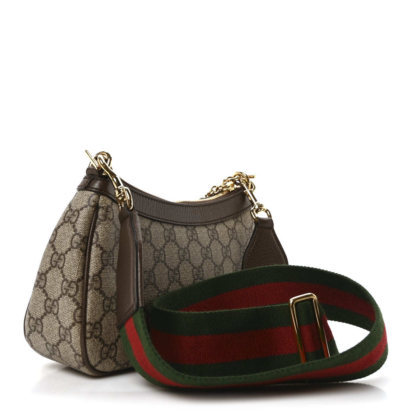 GG Supreme Monogram Textured Dollar Calfskin Web Small Ophidia GG Handbag Beige Ebony New Acero
