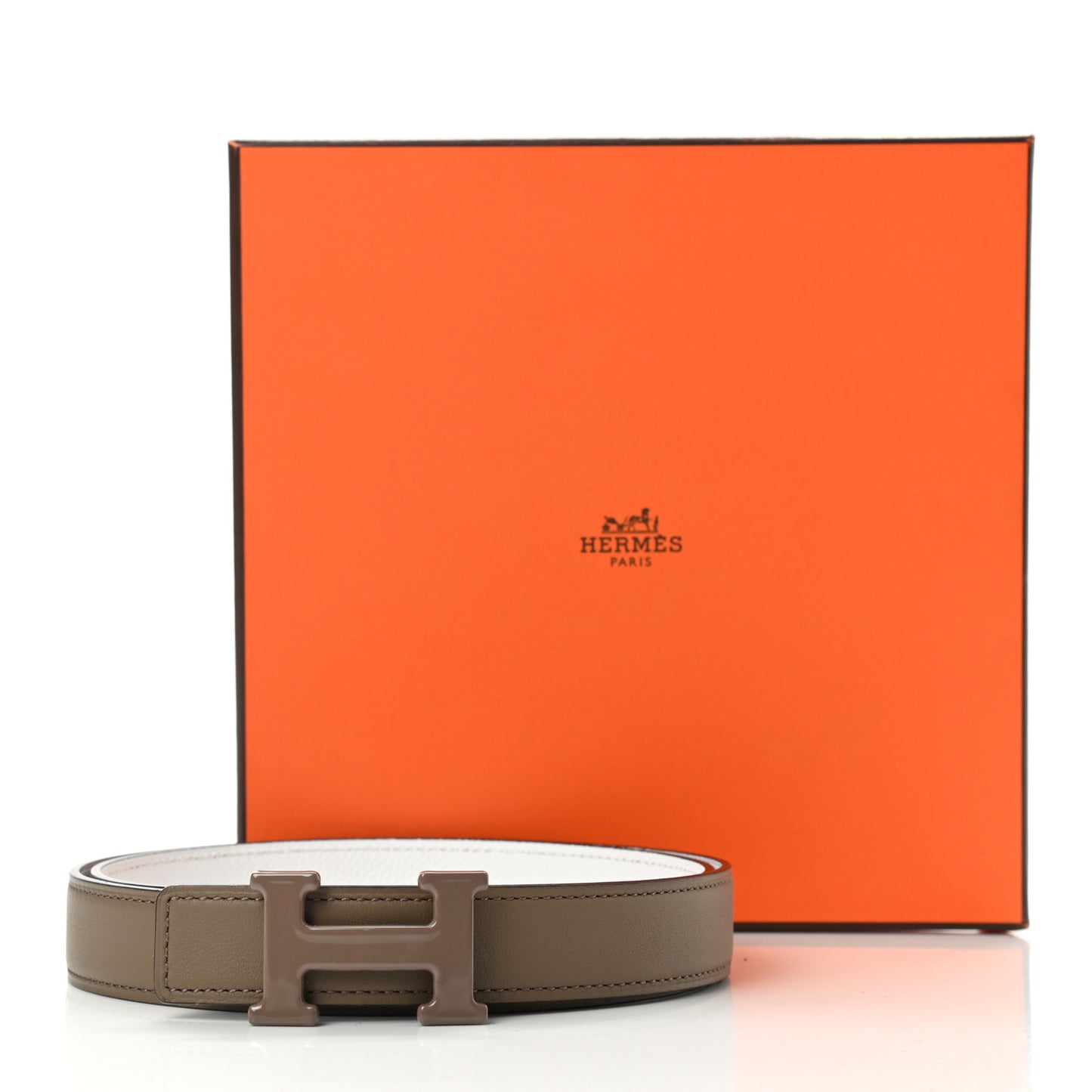Swift Epsom Enamel 24mm Belt 85 Etain White
