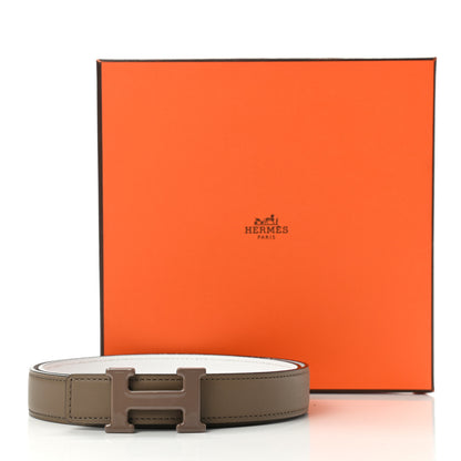 Hermes Swift Epsom Enamel 24mm Belt 85 Etain White 7 of 7