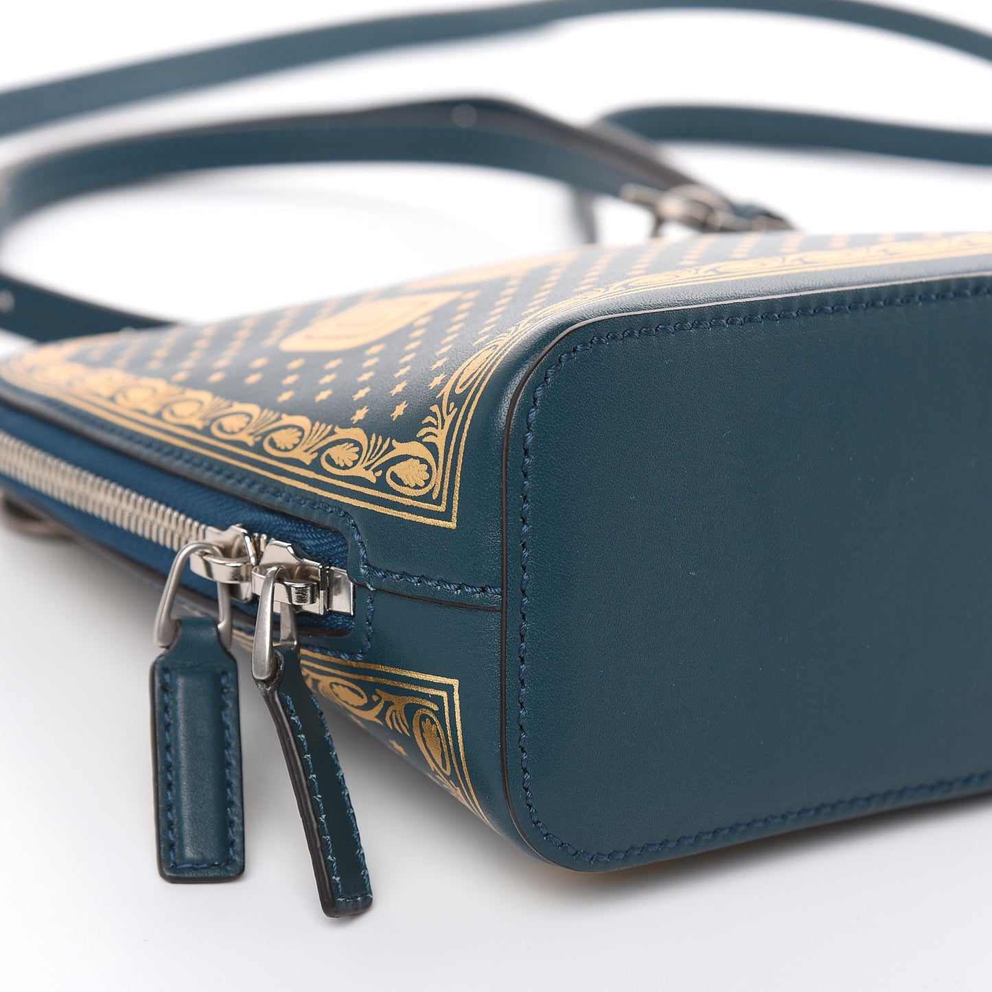 X SEGA Calfskin GUCCY Stars Mini Dome Shoulder Bag Dusty Turquoise Gold