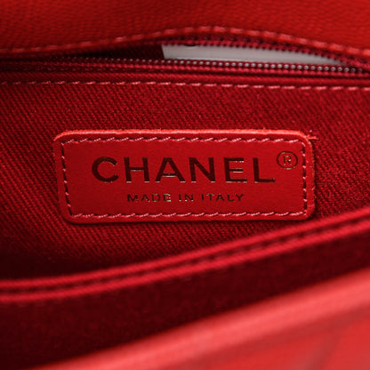 Chanel Caviar Chevron Quilted Mini Coco Handle Flap Red 6 of 11