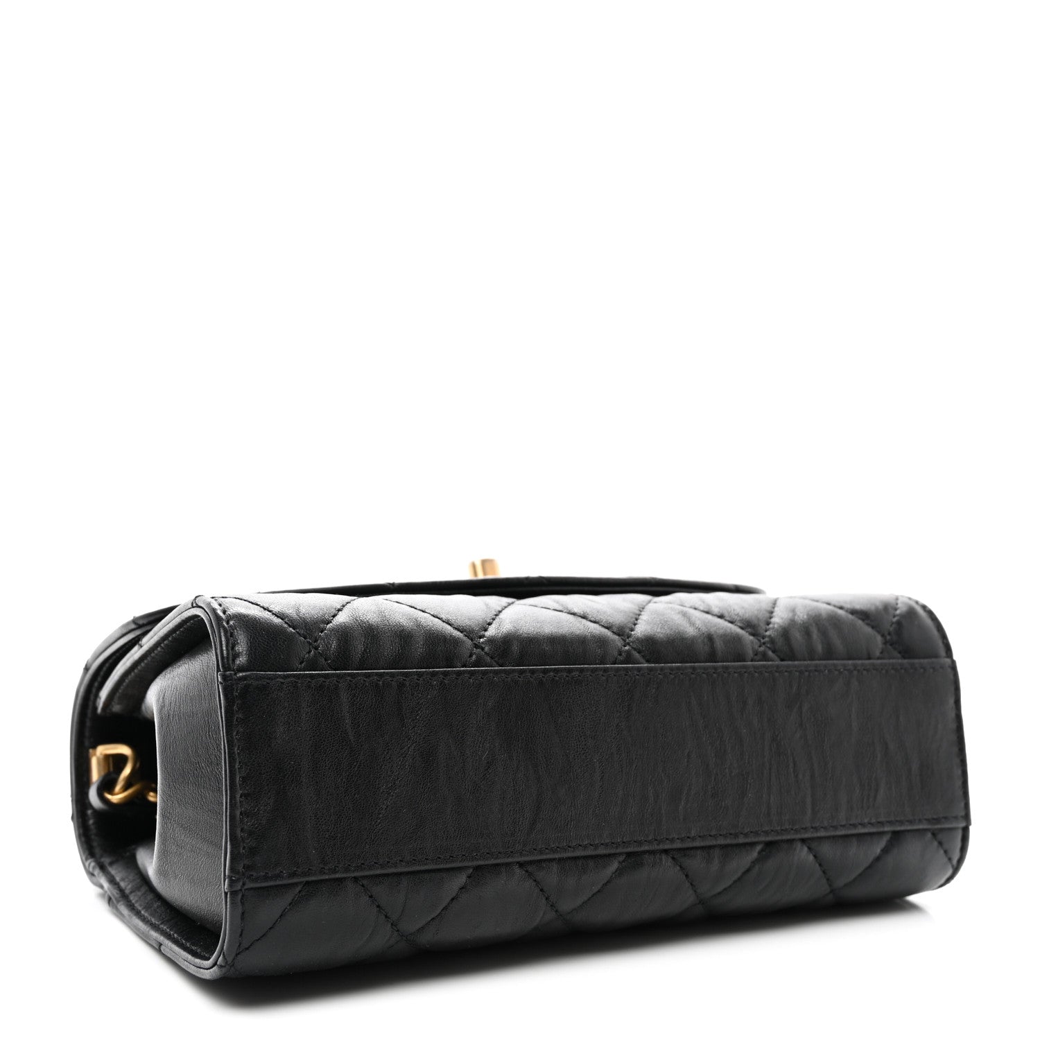 Chanel Crumpled Lambskin Quilted Mini CC Links Top Handle Flap Black 4 of 10