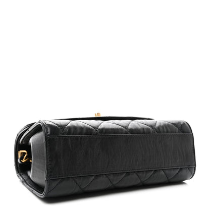 Chanel Crumpled Lambskin Quilted Mini CC Links Top Handle Flap Black 4 of 10