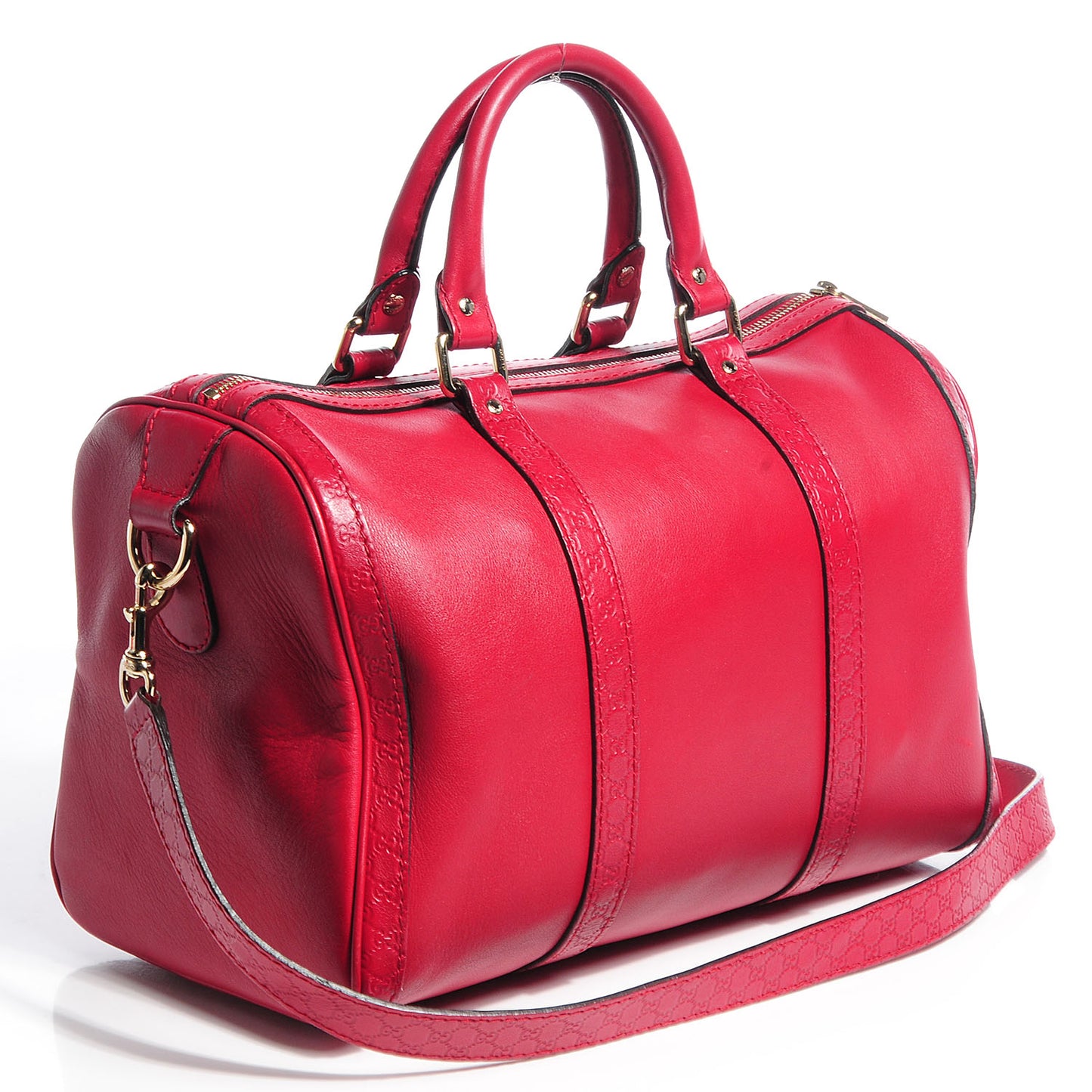 Calfskin Microguccissima Trim Medium Boston Raspberry Red