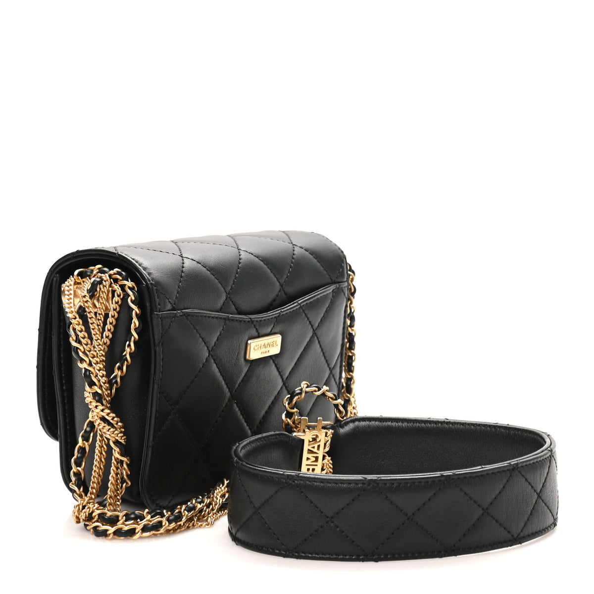 Chanel Lambskin Quilted Small Multiple Chain Flap Black 3 of 10