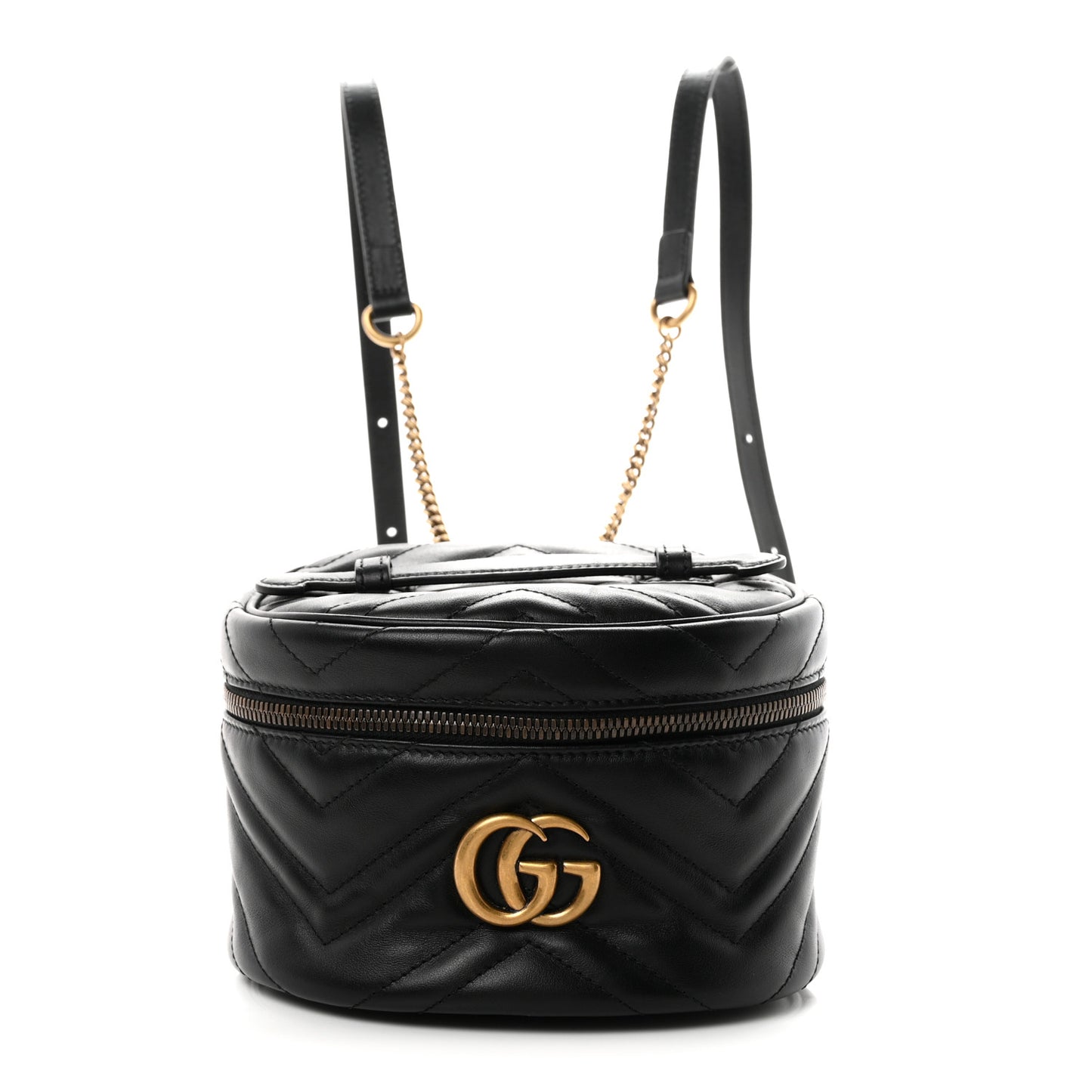 Calfskin Matelasse Mini GG Marmont Round Backpack Black