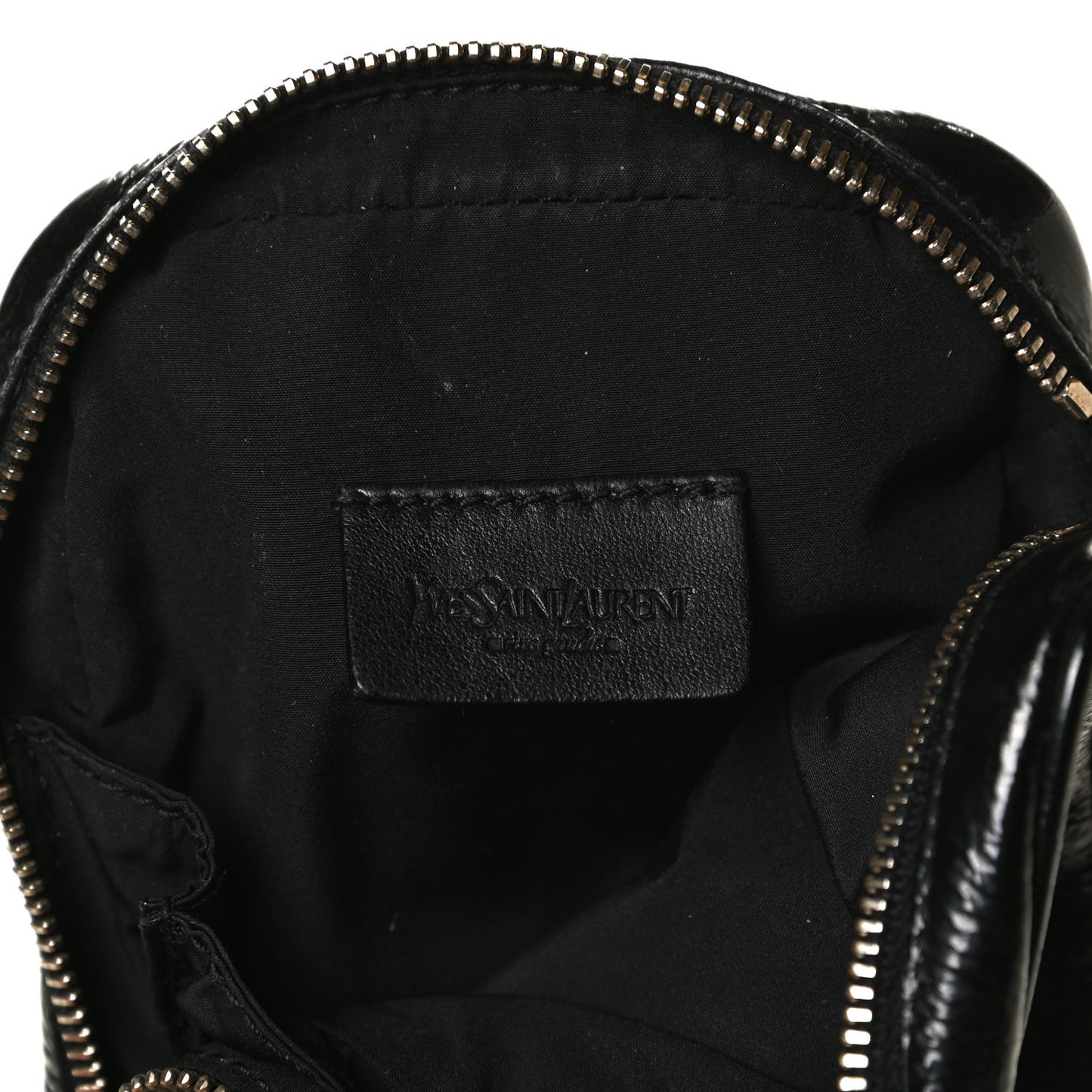Textured Patent Monogram Mini Wristlet Black