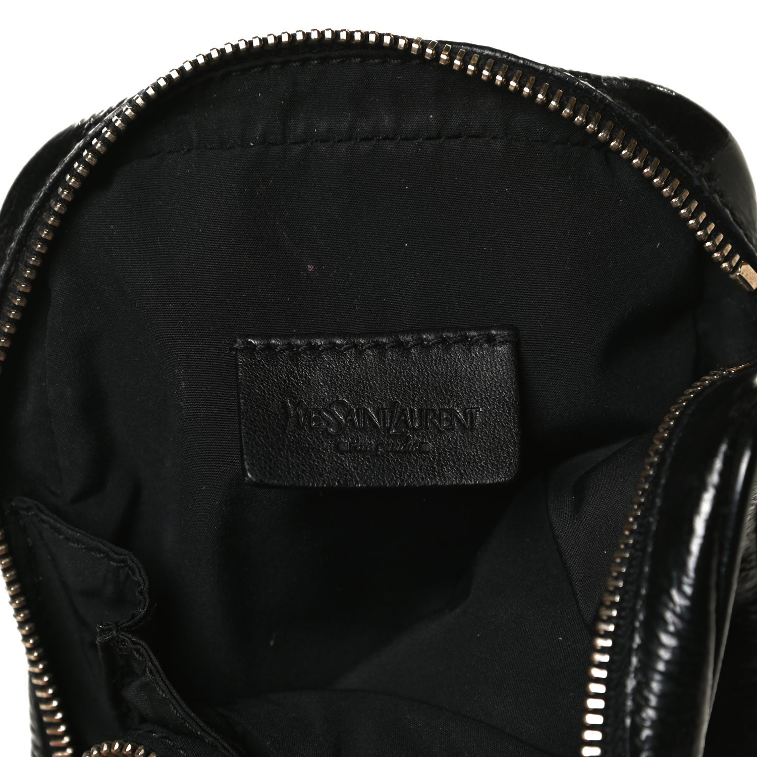 Saint Laurent Textured Patent Monogram Mini Wristlet Black 6 of 12