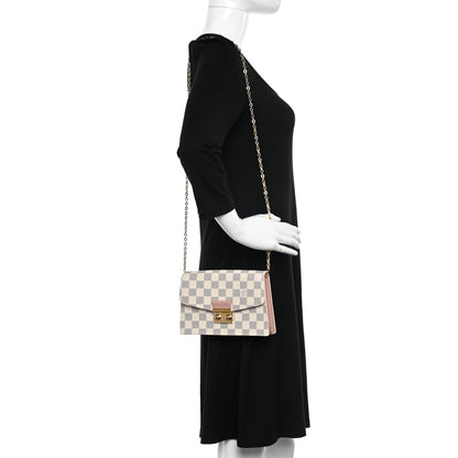Louis Vuitton Damier Azur Croisette Chain Wallet Rose Ballerine 2 of 9