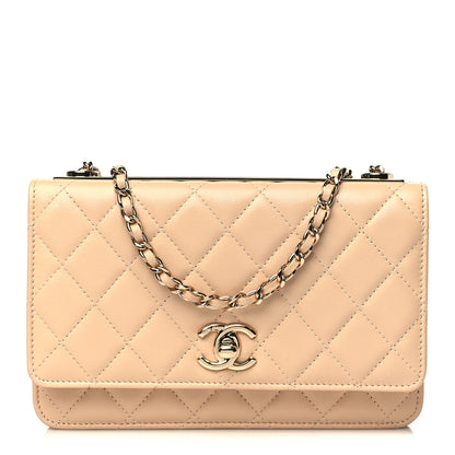 Chanel Lambskin Quilted Trendy CC Wallet On Chain WOC Beige 1 of 11