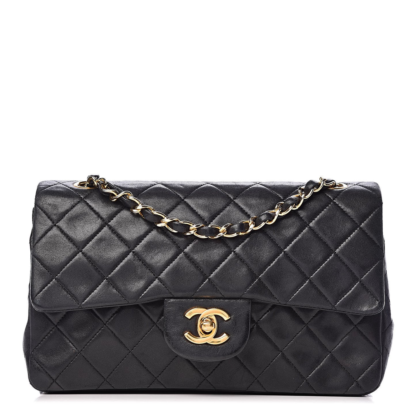 Lambskin Quilted Small Double Flap Black