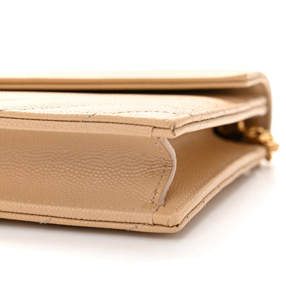 Saint Laurent Grain De Poudre Matelasse Chevron Monogram Envelope Chain Wallet Nude Powder 10 of 13