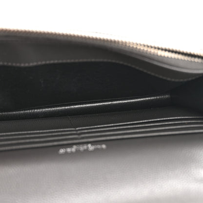 Saint Laurent Grain De Poudre Matelasse Chevron Monogram Envelope Chain Wallet Asphalt White 5 of 14