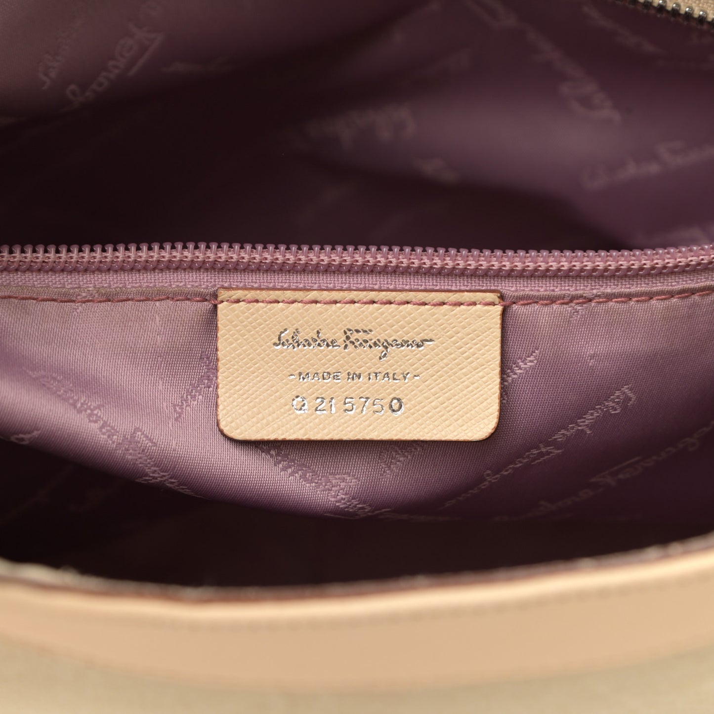 Suede Hammered Calfskin Gancini Satchel Beige