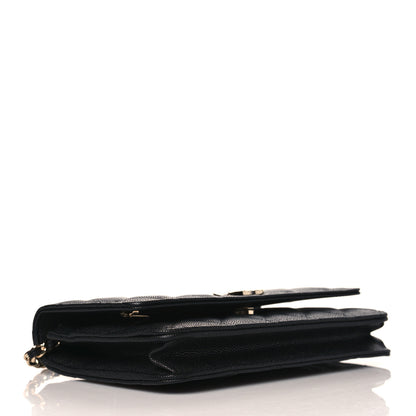 Chanel Caviar Quilted Striated CC Wallet On Chain WOC Black 3 of 11