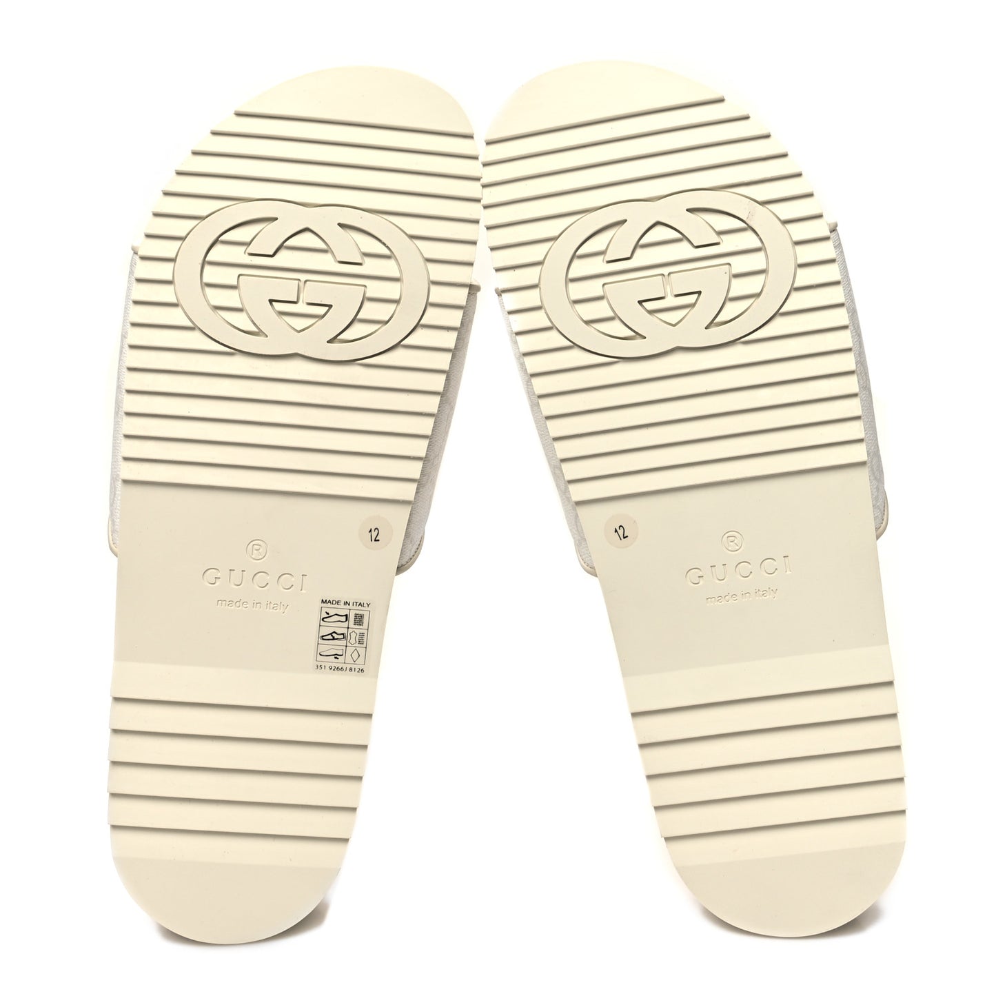 GG Supreme Monogram Demetra Mens Slide Sandals 12 White Mystic White