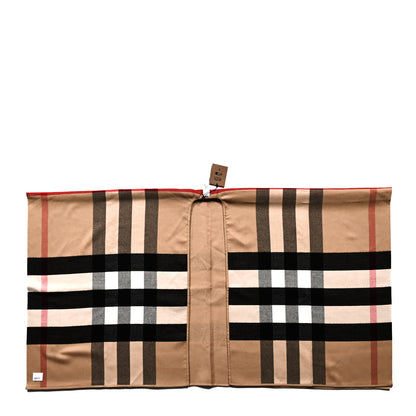 Burberry Wool Solid To Check Charlotte Cape Scarf Camel 1 of 3