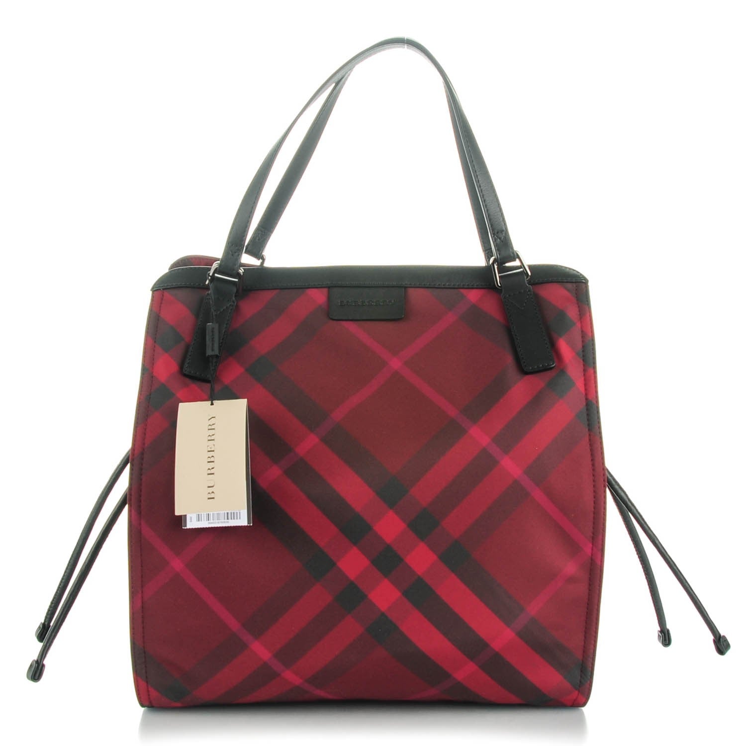 Burberry Nylon Check Small Buckleigh Packable Tote Bright Burgundy 1 of 8