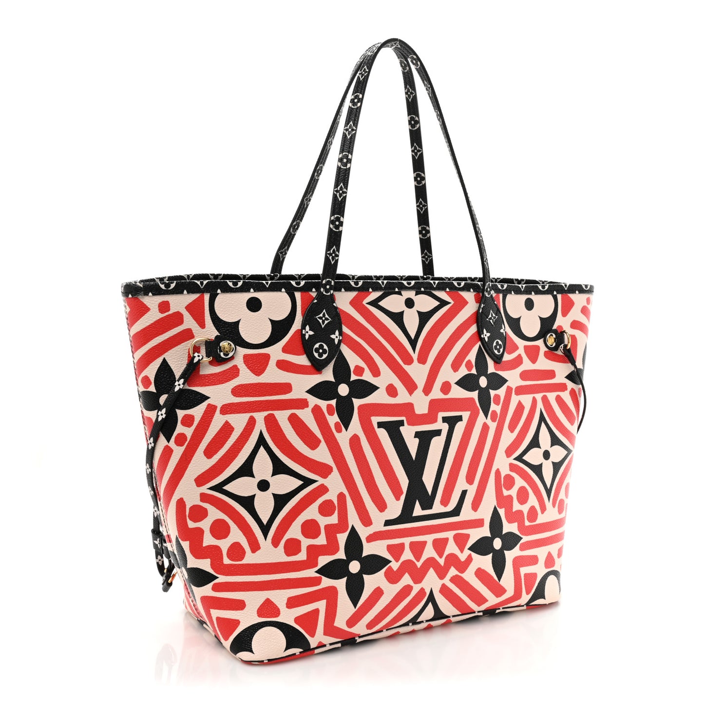 Monogram Giant Crafty Neverfull MM Creme Rouge Black