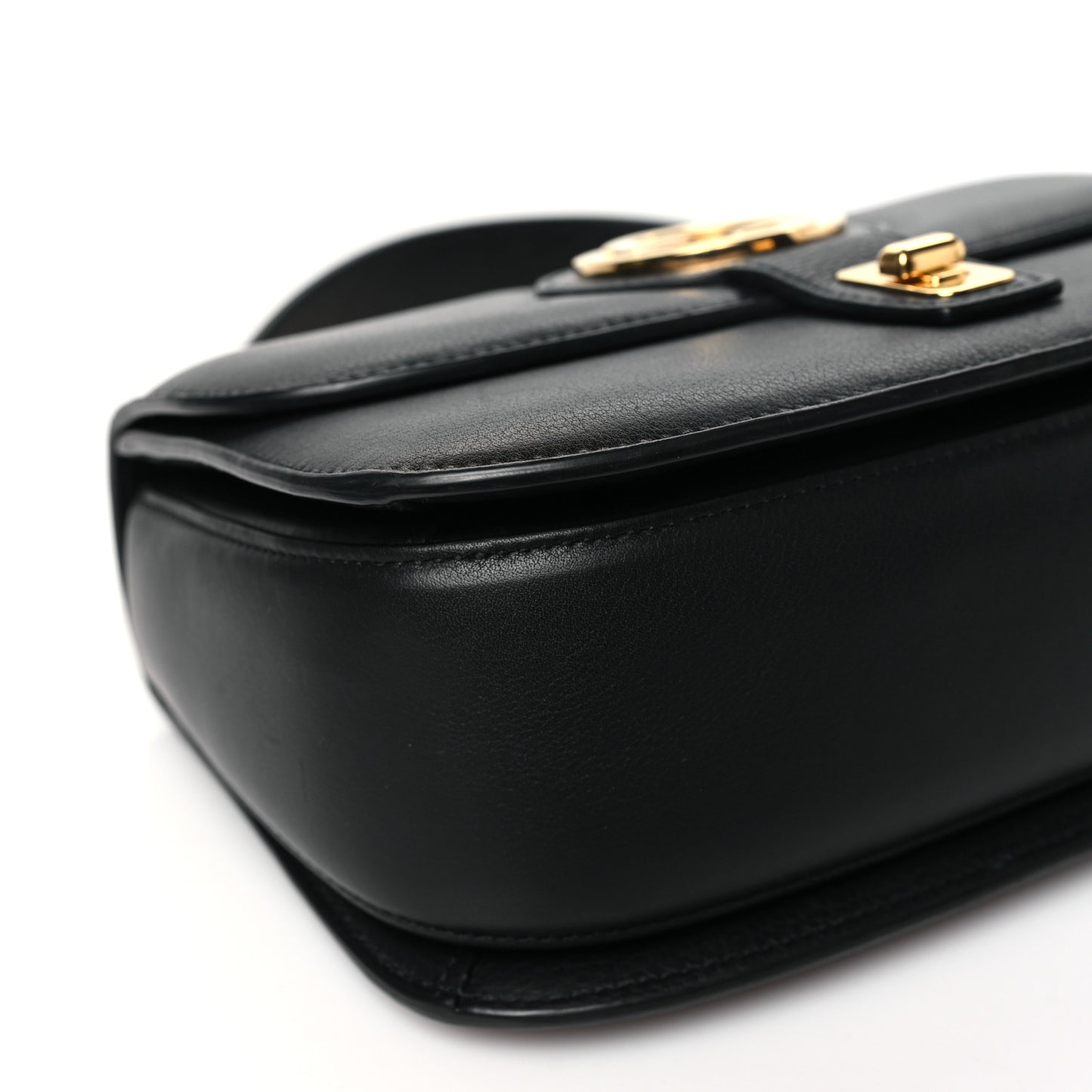 Roxy Calfskin Small Blondie Top Handle Shoulder Flap Bag Black